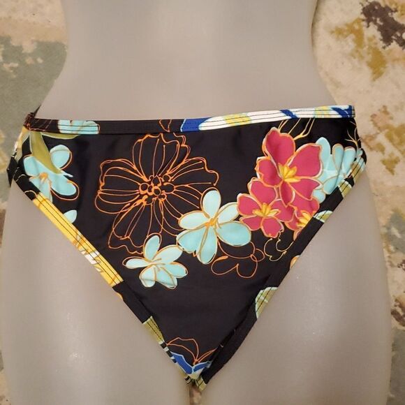 Valentine Ruched Bandeau Bikini Top,, FLORAL bottoms by Newport News - Picture 3 of 9